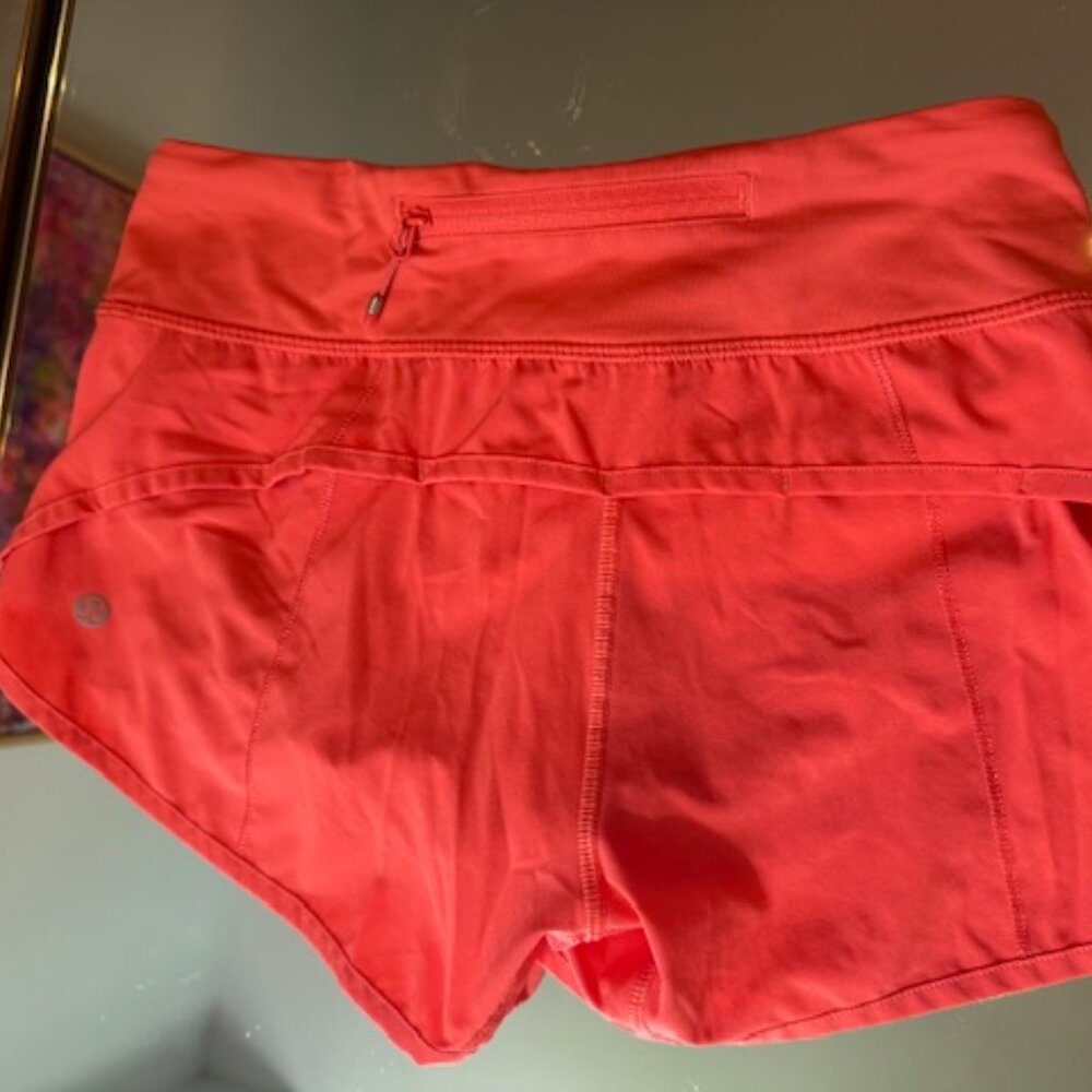 Pre-loved Solar Orange Speed Up Lululemon Running Shorts - Women's Size 2 - Picture 4 of 6